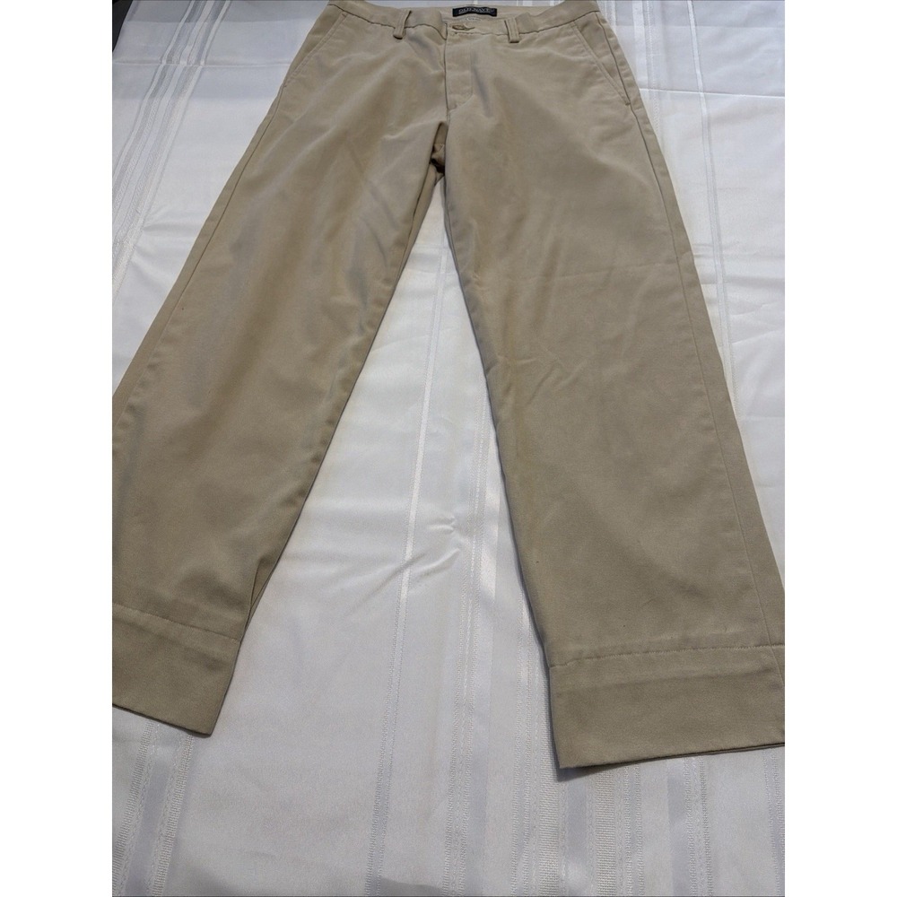 Old Navy Mens Khaki Chinos 32x34 Tan 100% Cotton Straight Leg Flat Front Pants